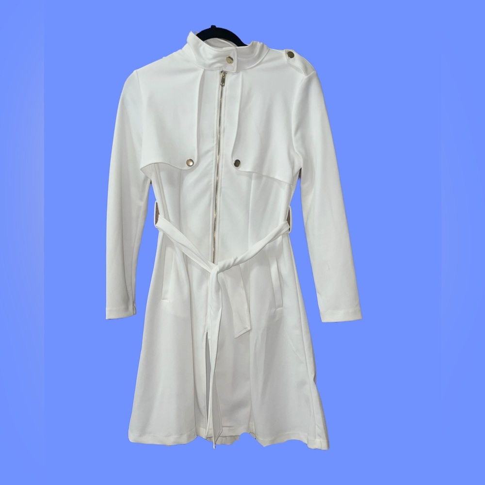 NWT 🆕#130 LOVE TREE, MARA, WAIST TIE ZIP UP LONG LINE TRENCH COAT JACKET, SMALL - Picture 6 of 12